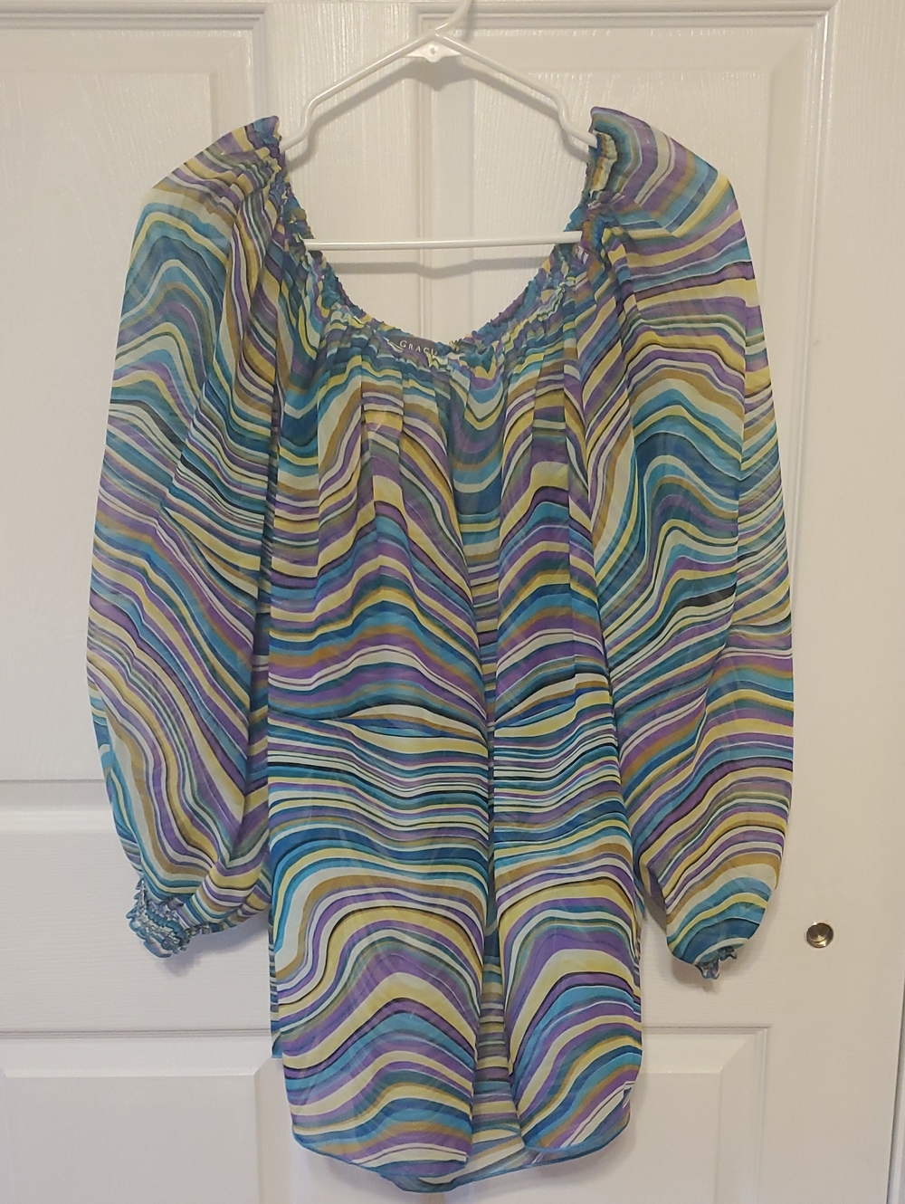 Gracia Women’s Multicolor Striped Off-Shoulder Blouse